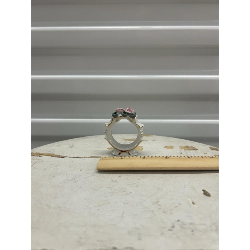 Rose Porcelain Ceramic Napkin Ring Partial Set
